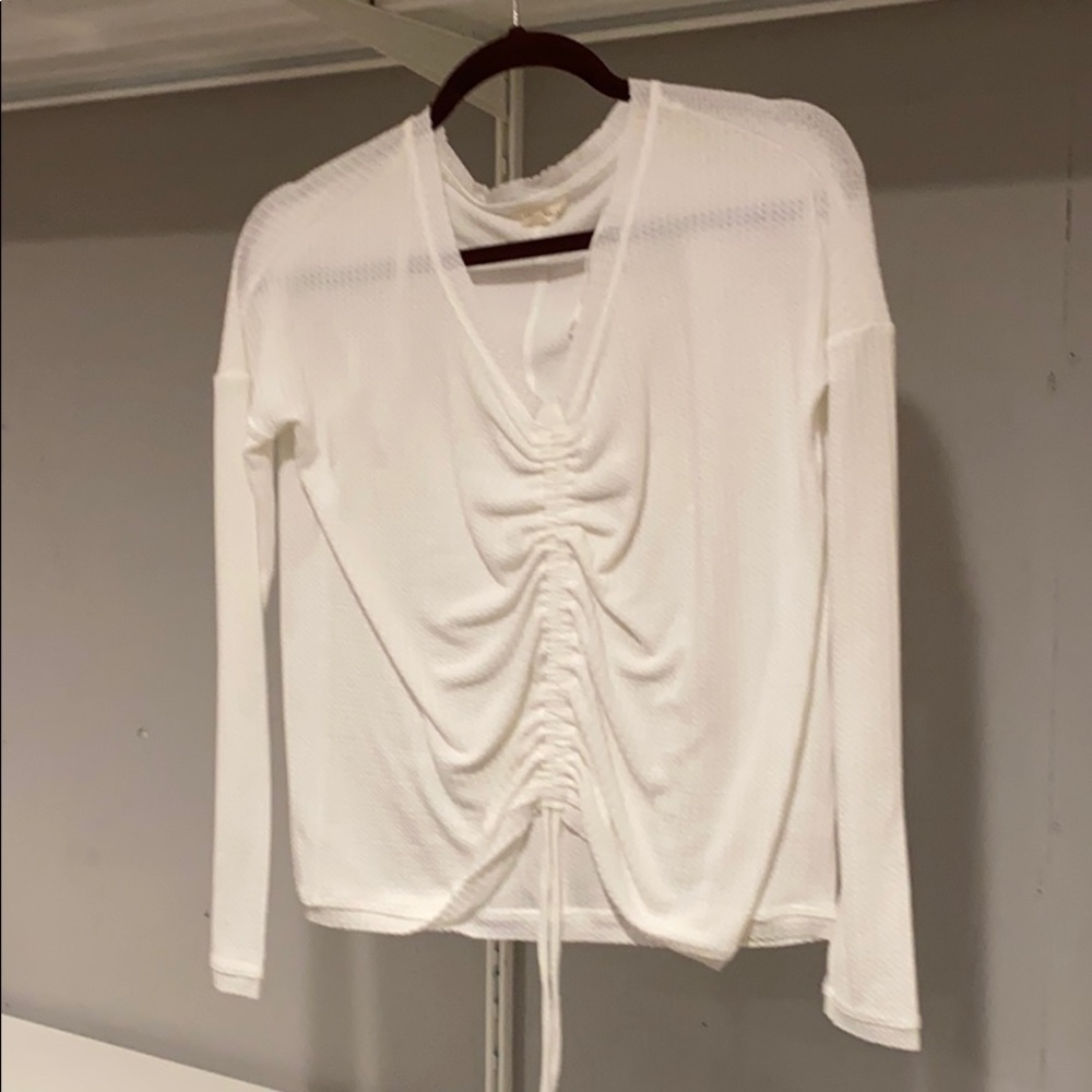 White Cinch front long sleeve